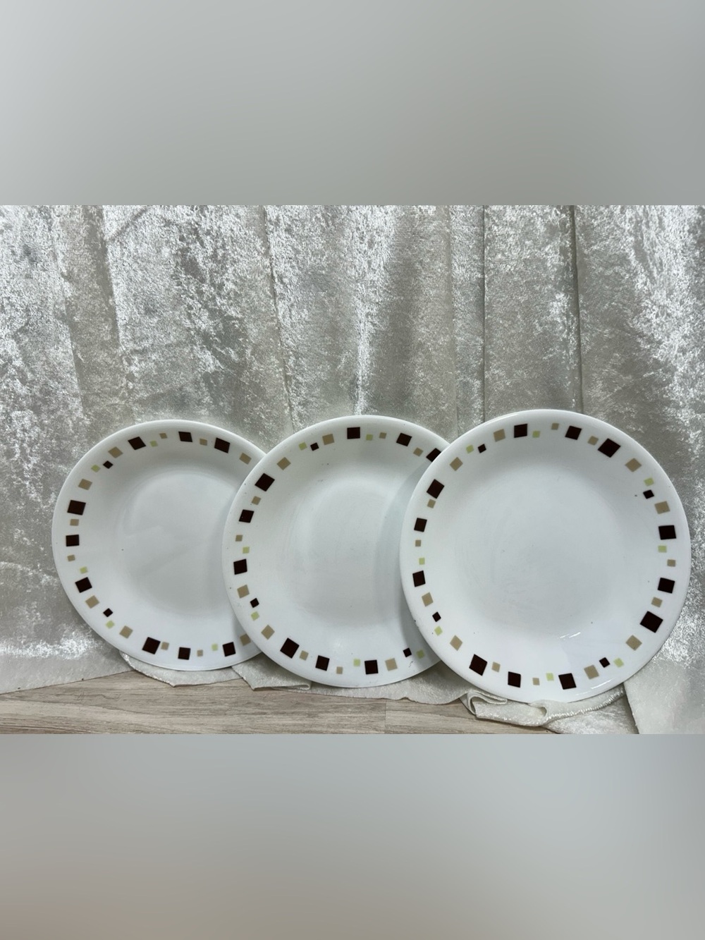 Corelle Geometric Dessert Plates Set of 3 Made in USA